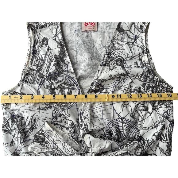 Le Sirenuse Positano Nautical Map Print Wrap Tie Front Cotton Top - Size 38 - Picture 8 of 13
